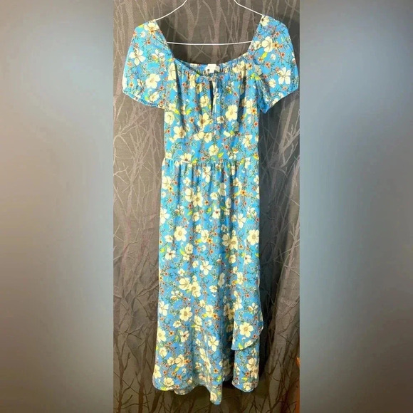 Monteau Los Angeles - Beautifully Vibrant Blue Floral Medium Dress 🦋🌼 - Picture 1 of 15